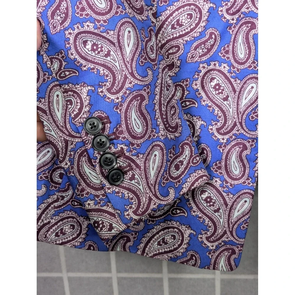 Banana Republic Womens Blazer 8 NWT $178 Rayon Linen Blue Paisley Single Button